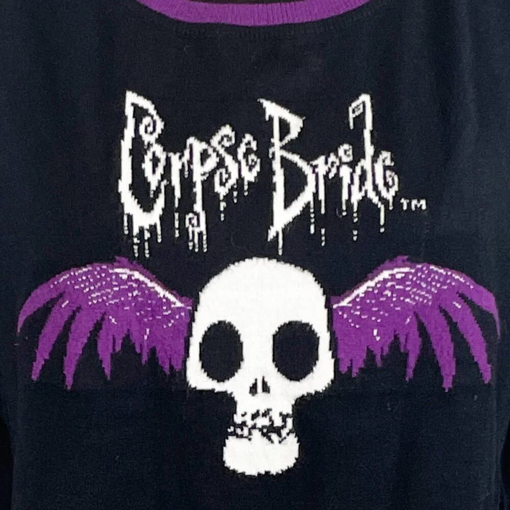 NWT Corpse Bride x Unique Vintage Flying Skull Sweater - Picture 5 of 6